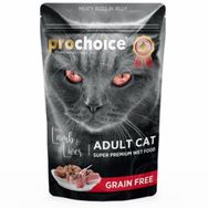 Prochoice Pouch Jöle İçinde Kuzulu ve Ciğerli Tahılsız 85 gr Yetişkin Kedi Konservesi