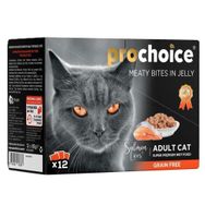 ProChoice Pouch Jöle İçinde Somonlu ve Ciğerli Tahılsız 85 gr 12 Adet Yetişkin Kedi Konservesi