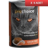 Prochoice Somon Etli Şekersiz Tahılsız Ezme Yetişkin Kısırlaştırılmış 6x400 gr Kedi Konservesi