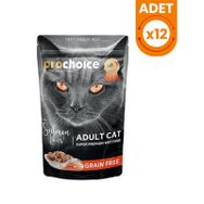 Prochoice Tahılsız Somon ve Ciğerli Yetişkin 12x85 gr Kedi Konservesi