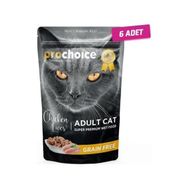 Prochoice Tahılsız Tavuk ve Ciğerli Yetişkin 6x85 gr Kedi Konservesi