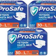 Prosafe 3 Paket 30'lu L-Büyük Boy Bel Bantlı Tekstil Yüzey Yetişkin Hasta Bezi