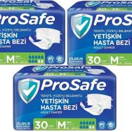Prosafe 3 Paket 30'lu M-Orta Boy Bel Bantlı Tekstil Yüzey Yetişkin Hasta Bezi