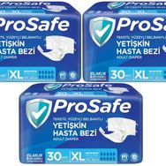 Prosafe 3 Paket 30'lu XL-Extra Large Boy Bel Bantlı Tekstil Yüzey Yetişkin Hasta Bezi
