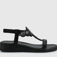 Provoq 4270116001200 Siyah Kadın Düz Sandalet