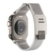 PSR aksesuar Apple Watch Ultra 49 mm Uyumlu KRD-106 Beyaz Hasır Kordon Zore Strap Kayış Kordon