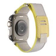 PSR aksesuar Apple Watch Ultra 49 mm Uyumlu KRD-106 Beyaz Sarı Hasır Kordon Zore Strap Kayış Kordon