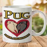 Pug Amor Abundante Baskılı Kupa