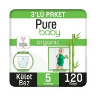 Pure Baby Organic Bambu Özlü No:5 Junior 120 Adet Külot Bebek Bezi