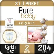 Pure Baby Organic No:2 Mini 204 Adet Bebek Bezi