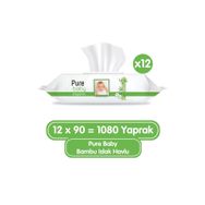 Pure Baby Organik 12x90 1080 Yaprak Bambu Özlü Islak Havlu