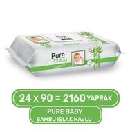 Pure Baby Organik 24 Paket 2160 Yaprak Bambu Özlü Islak Havlu