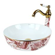 Pure Concept Ebru Pembe Altın Çanak Lavabo Bataryası