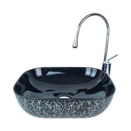 Pure Concept TR-128 Marble Parlak Siyah Gümüş Tezgah Üstü Çanak Lavabo