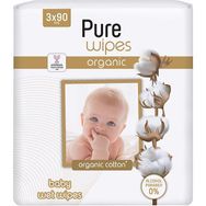 Pure Wipes Organik Pamuklu Bebek Islak Mendil 3X90 Adet (4 Adet)
