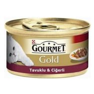 Purina 24x85 gr Gourmet Gold Parça Etli Soslu Tavuk Ciğerli Kedi Konservesi