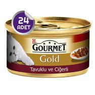 Purina Gourmet Gold Tavuklu Ciğerli 24x85 gr Kedi Konservesi