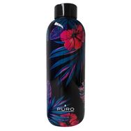 Puro Stainless Steel Hot Cold Parlak Tropikal Çiçek Desenli 500 ml Termos