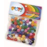 Puti 10 mm Metalik Pom Pom