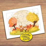 PZ105 Ormandaki İki Tilki Kardeş Çocuklara Özel Puzzle Yapboz Tablo