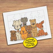 PZ123 Sevimli Köpek Dostlar Çocuklara Özel Puzzle Yapboz Tablo
