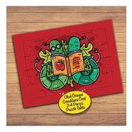 PZ130 Kitap Okuyan Solucanlar Çocuklara Özel Puzzle Yapboz Tablo