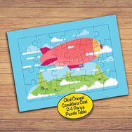 PZ142 Uçan Büyük Pembe Uçak Çocuklara Özel Puzzle Yapboz Tablo