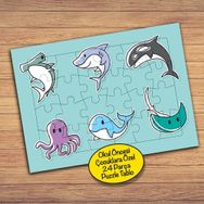 PZ173 Farklı Deniz Canlıları Çocuklara Özel Puzzle Yapboz Tablo