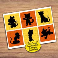 PZ90 Sevimli Kaplan Silüeti Çocuklara Özel Puzzle Yapboz Tablo