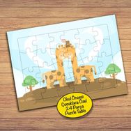 PZ96 Minik Sevimli İki Zürafa Çocuklara Özel Puzzle Yapboz Tablo