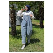 Qeysa Kadın Mavi Jeans Likralı Tulum Salopet Hamile Tulum, Spor Tulum