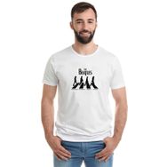 Qivi Abbey Road The Beatles Logo Müzik Beatles Baskılı Beyaz Erkek Örme T-shirt