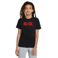 Qivi Acdc Logo Kırmızı Baskılı Unisex Çocuk Siyah T-shirt