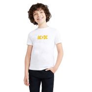 Qivi Acdc Logo Sarı Baskılı Beyaz Unisex Çocuk T-shirt