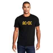Qivi ACDC Logo Sarı Baskılı Siyah Erkek Örme T-shirt