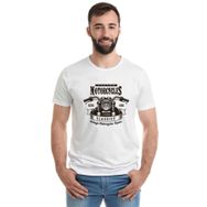 Qivi American Moto Costum Classics Baskılı Beyaz Erkek Örme T-shirt