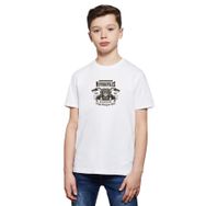 Qivi American Moto Costum Classics Baskılı Unisex Çocuk Beyaz T-shirt