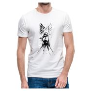 Qivi Anime Attack On Titan Baskılı Baskılı Beyaz Erkek Örme T-shirt