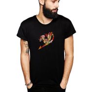 Qivi Anime Fairy Logo Baskılı Siyah Erkek Örme T-shirt