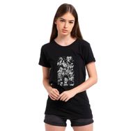 Qivi Anime Monkey D Luffy Baskılı Örme Siyah Kadın T-shirt