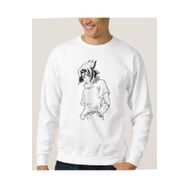QIVI Anime Naruto Baskılı Beyaz Erkek Uzun Kol Örme Sweatshirt