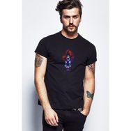 Qivi Anime Naruto Kakashi Baskılı Siyah Erkek Örme T-shirt