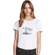 Qivi Anime One Punch Man Baskılı Örme Beyaz Kadın T-shirt