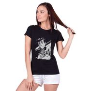 Qivi Anime One Punch Man Baskılı Örme Siyah SFK0634KDNTS Kadın T-shirt