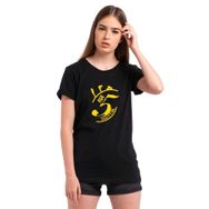 Qivi Aşk 5 Vakittir Baskılı Siyah Kadın Örme T-shirt