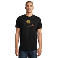 Qivi Astronaut Stay On Moon Rockect Uzay Baskılı Siyah Erkek Örme T-shirt