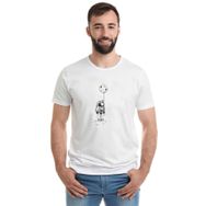 Qivi Astronot Uzay Balon Ay Baskılı Beyaz Erkek Örme T-shirt