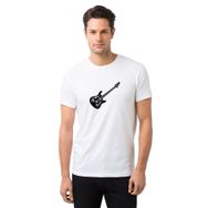 Qivi Bas Gitar Siyah Ve Beyaz Elektro Gitar Baskılı Beyaz Erkek Örme T-shirt
