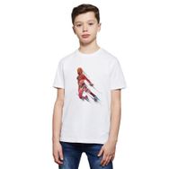 Qivi Basketbol Oyuncusu Baskılı Unisex Çocuk Beyaz T-shirt