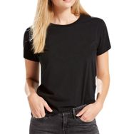 Qivi Baskısız Düz Sade Baskılı Siyah Örme Kadın T-shirt